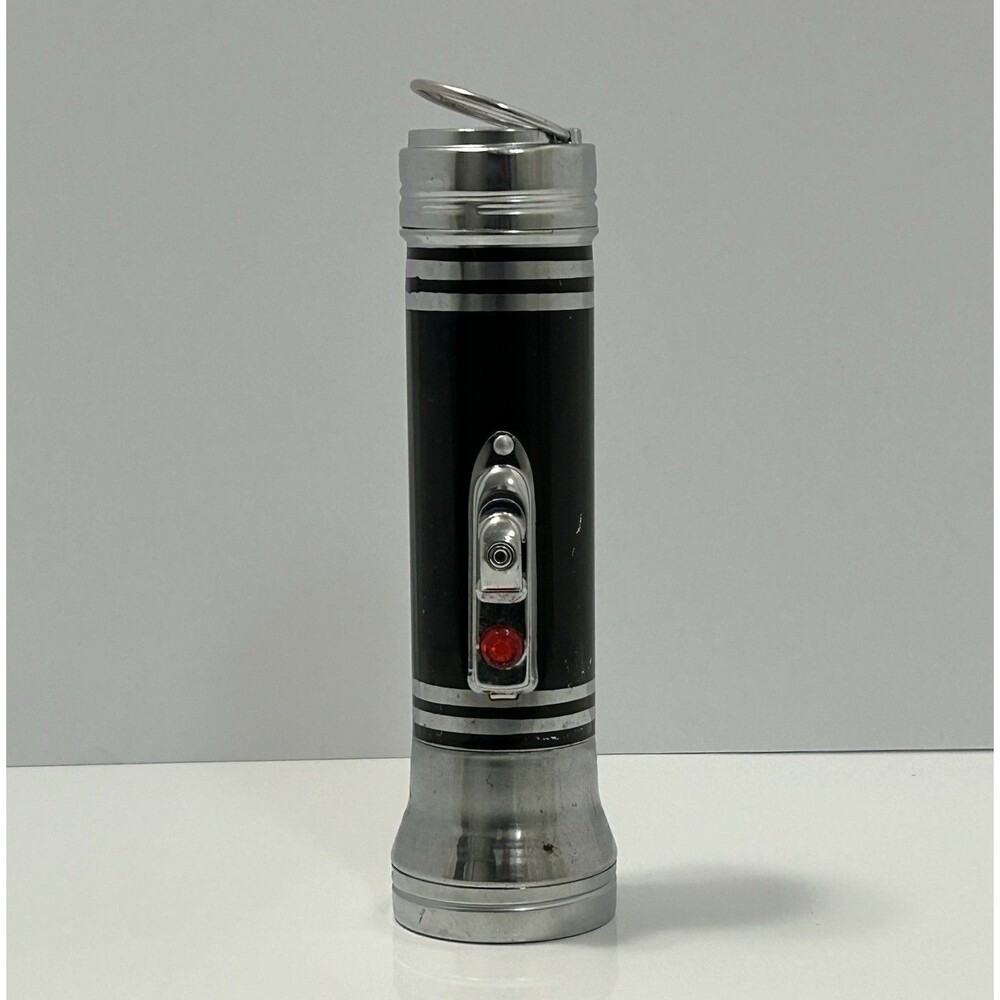 Vintage Black Chrome Swallow Flashlight Made In Hong Kong As Is Untested
